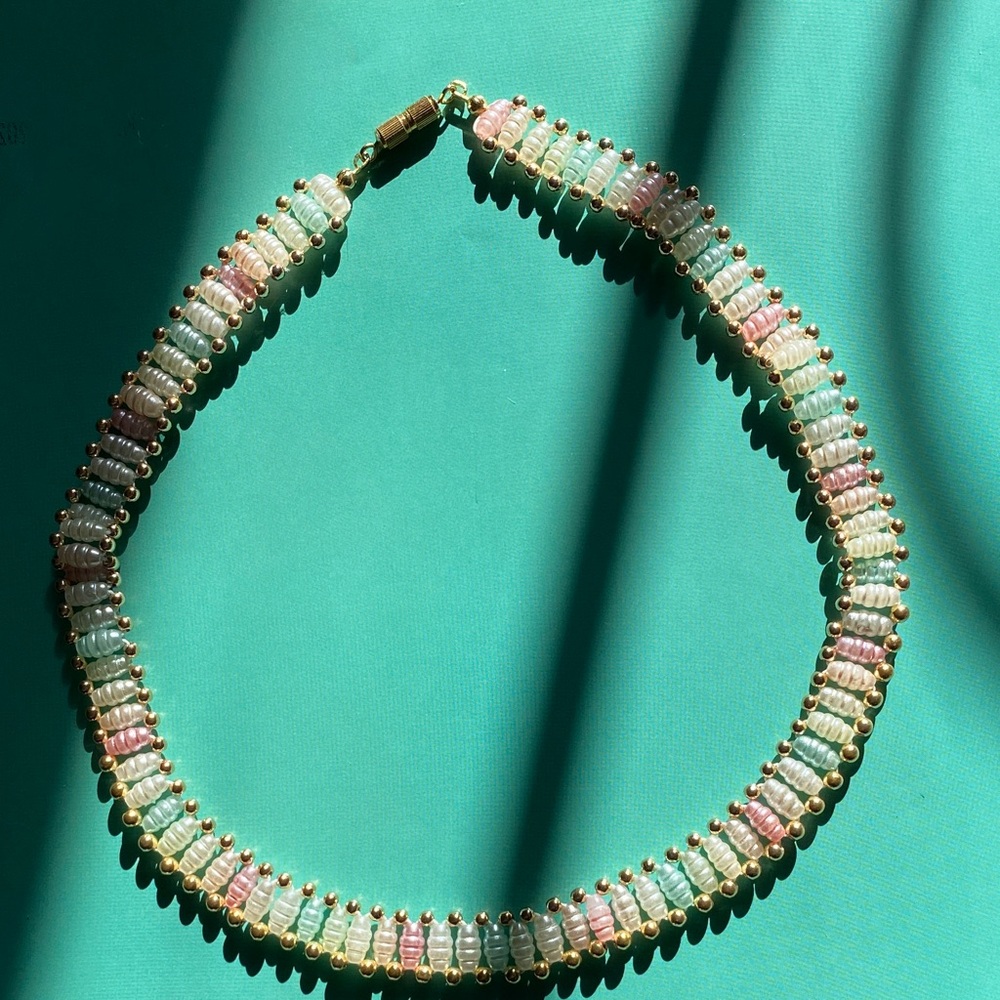 Elegant Multicolor faux pearl Beaded Necklace